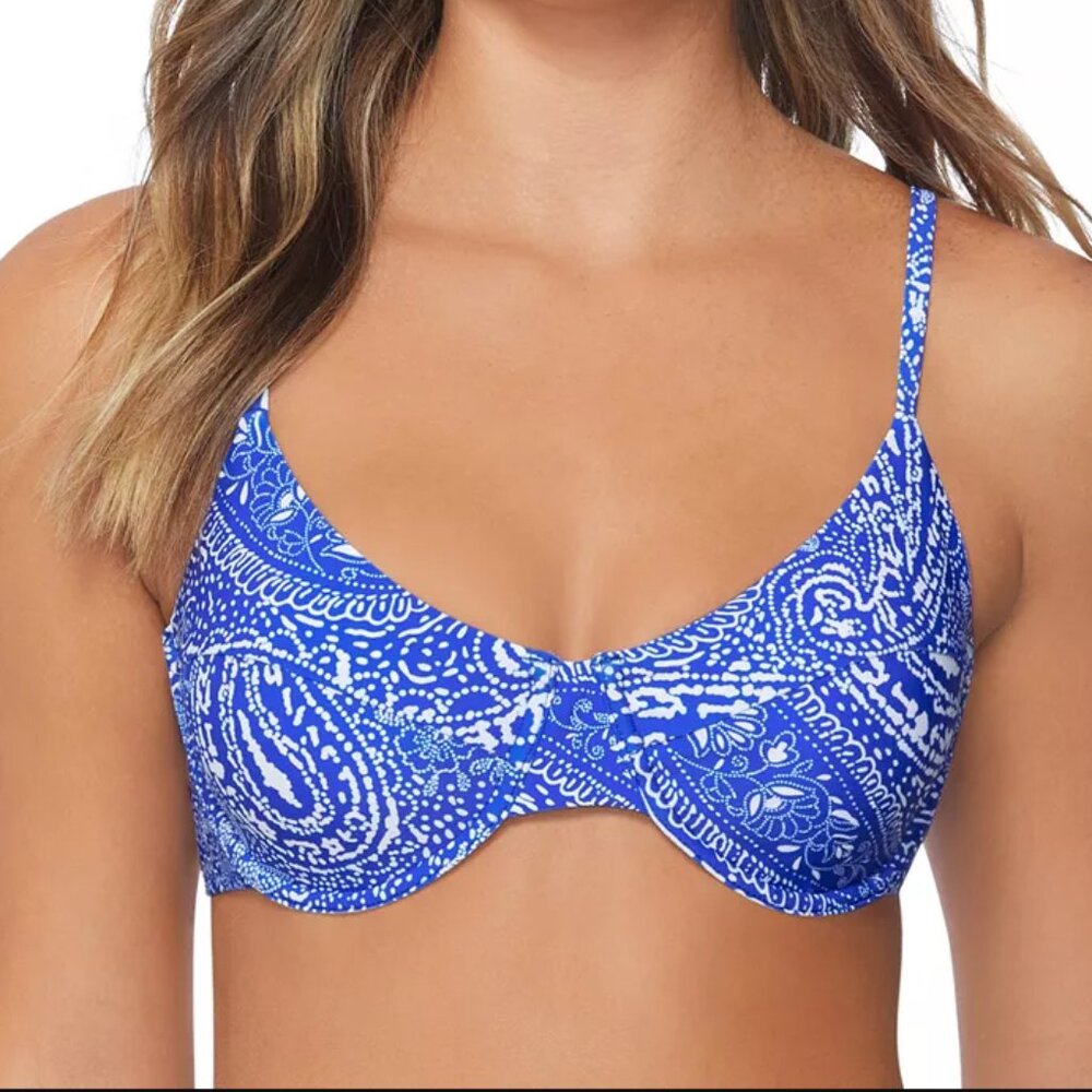 Raisins Juniors' Vibras Paisley Scoop-Neck Bra Bikini Top NWT Sz XL
